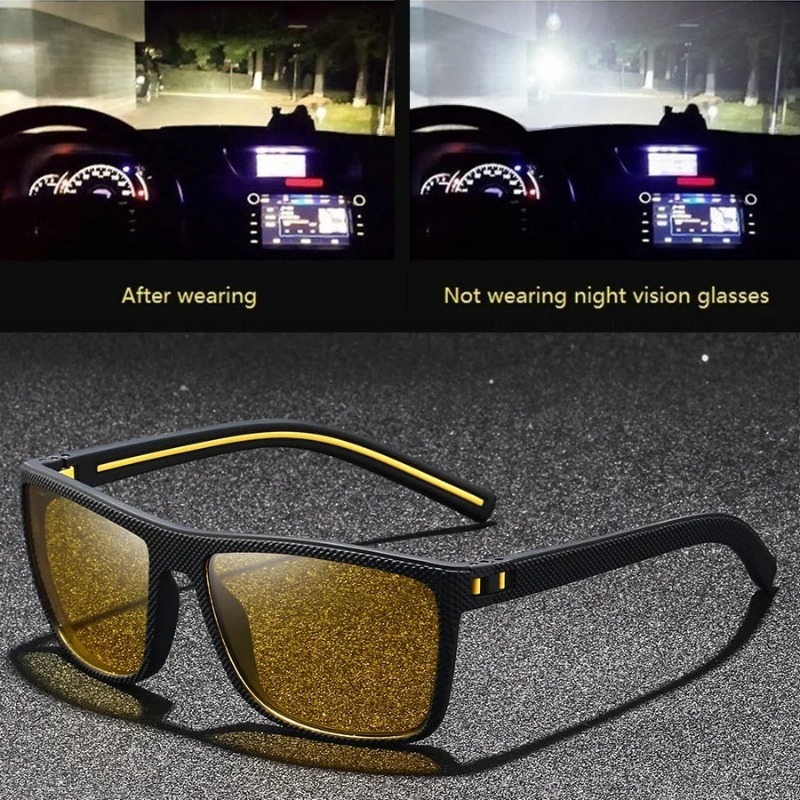 Yellow Men'S Fashion - Fashion Vintage Square Yellow Night Vision