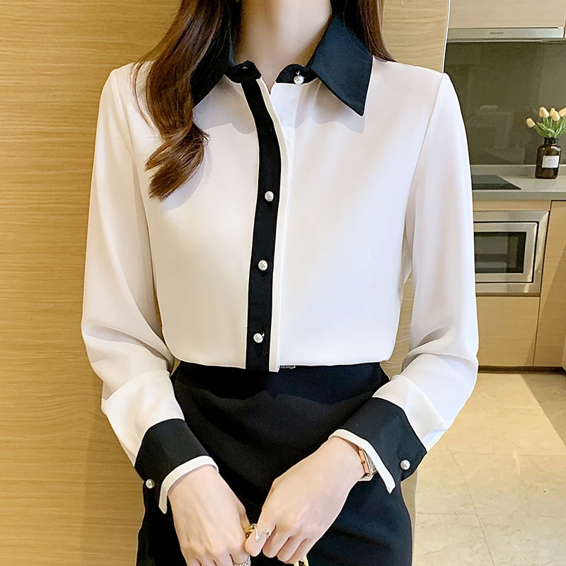 Men Fashion Korean Style - White Chiffon Shirt for Women Korean