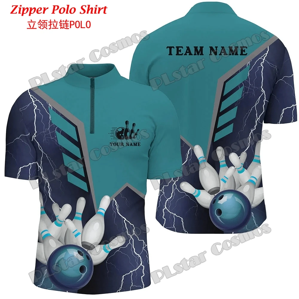 Mens Fashion Quarter Zip - Personalized Name Bowling Team Jersey 3D