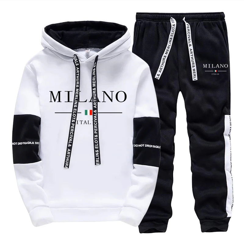 Men'S Fashion Hoodie - Men's Set/Hoodie/Pants Italy Trendy Hoodie Sportswear