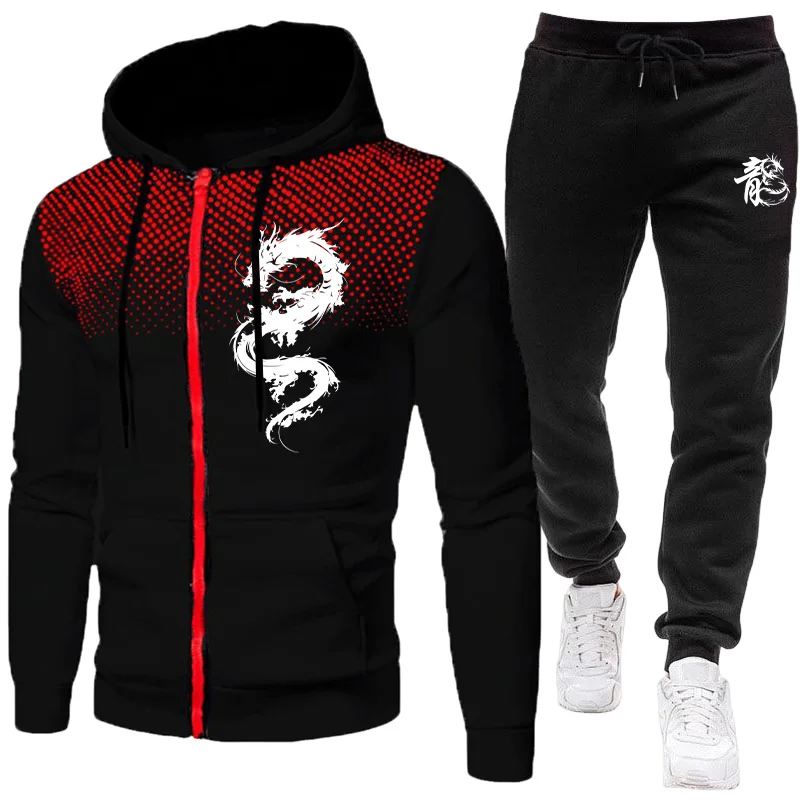 Men'S Fashion Hoodie - Men's Paris Dragon Pattern Fashion Print
