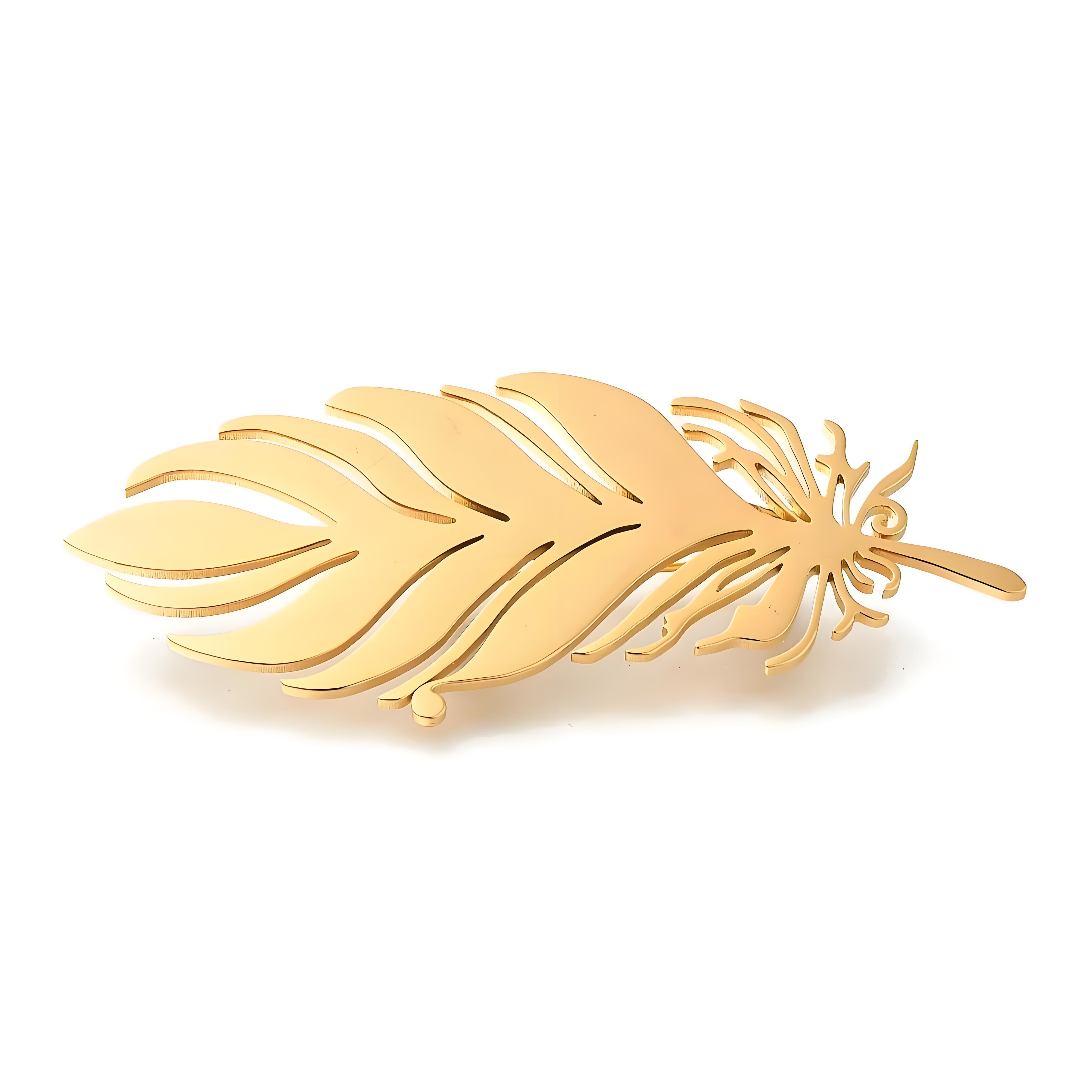 Yellow Men'S Fashion - Gold - Plated Feather Brooch, Exquisite