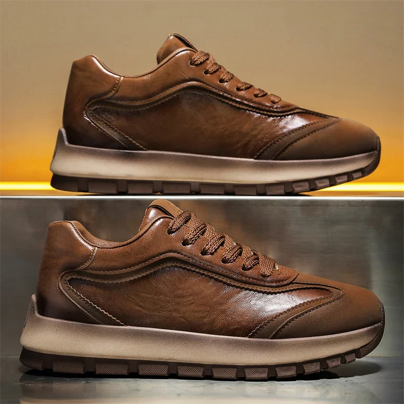 Men Fashion Korean Style - Luxury Men's Sneakers All Seasons Leather