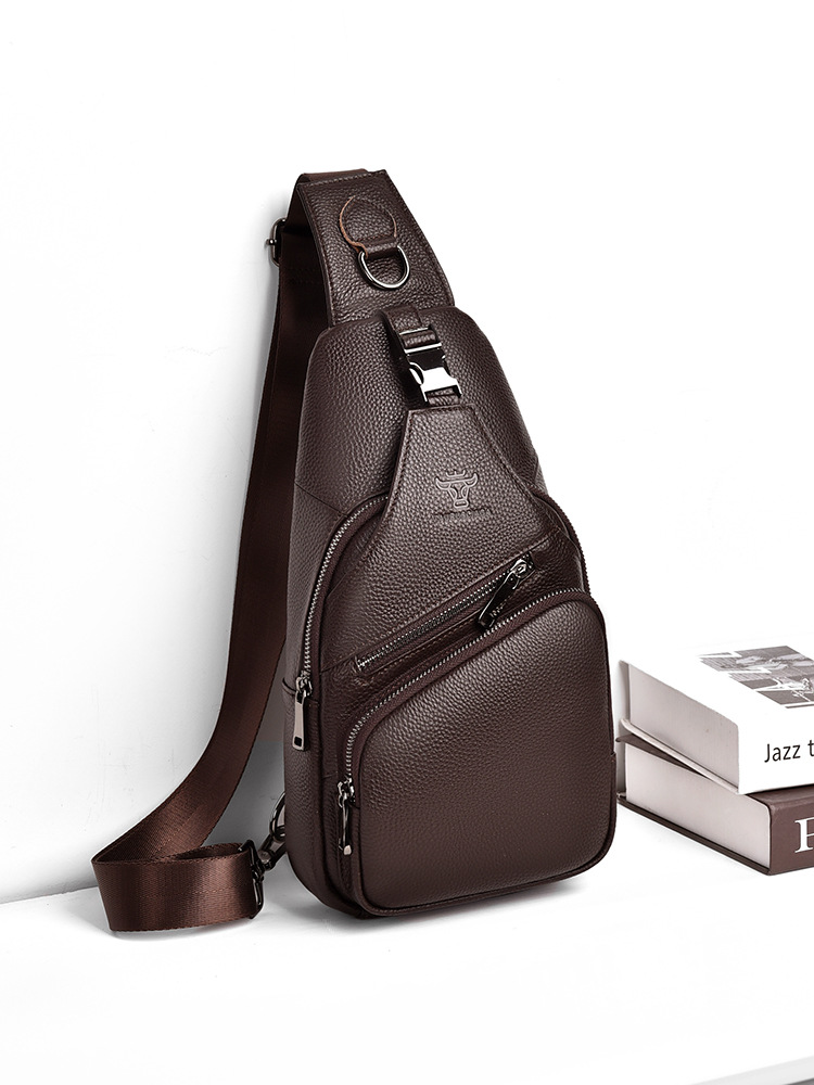 Men Fashion Korean Style - 2026 Genuine leather Men's chest bag