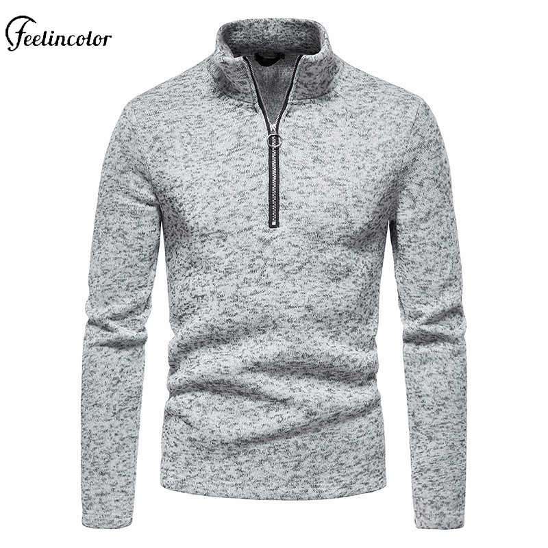 Mens Fashion Quarter Zip - Men Heathered Gray Quarter Zip Turtleneck