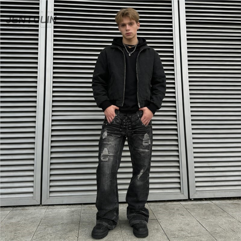 Y2K Retro Jeans Damaged Washed - огляд і ціна Men'S Fashion Jeans And Boots
