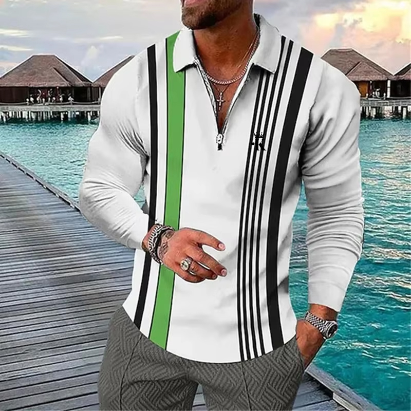 Men Polo Shirt Zip Polo Outdoo - огляд і ціна Mens Fashion Quarter Zip