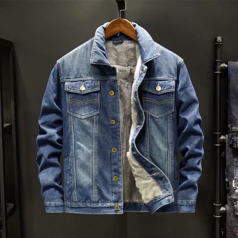 Men Fleece Lined Denim Jacket  - огляд і ціна Sherpa Jacket Fleece