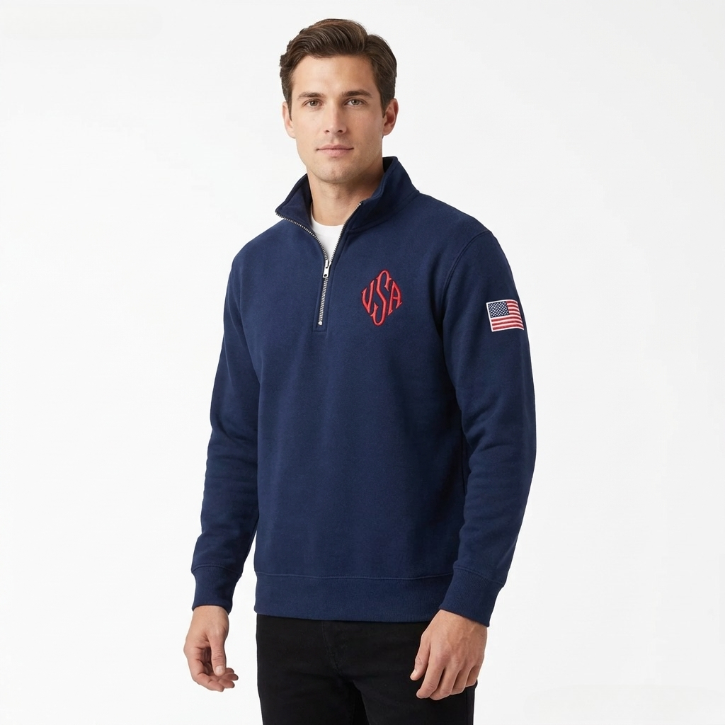 Quarter Zip Sweatshirt Y2K Nav - огляд і ціна Mens Fashion Quarter Zip