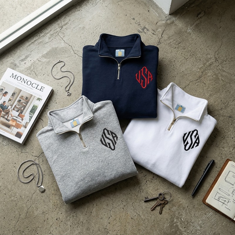 Quarter Zip Sweatshirt Y2K Nav - огляд і ціна Mens Fashion Quarter Zip