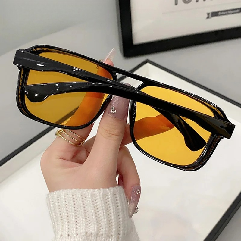 Square Double Bridges Sunglass - огляд і ціна Yellow Men'S Fashion