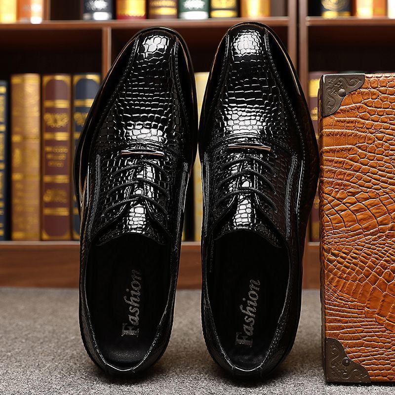 Men's Glossy Patent Leather Br - огляд і ціна Men Fashion Korean Style