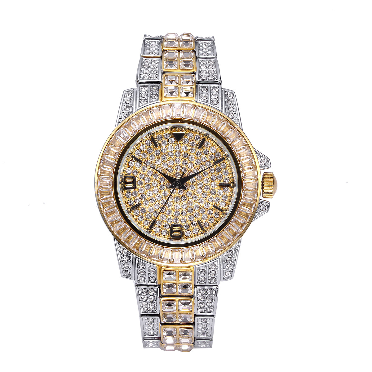 Luxury Full Stone Quartz Watch - огляд і ціна Men'S Fashion Jewelry Bracelets