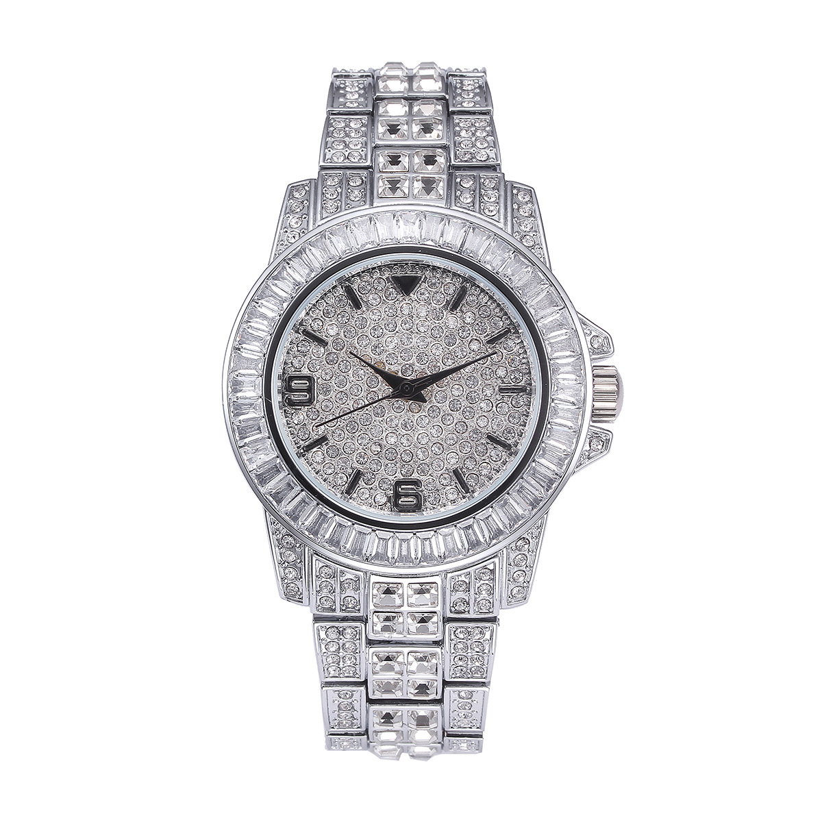Luxury Full Stone Quartz Watch - огляд і ціна Men'S Fashion Jewelry Bracelets