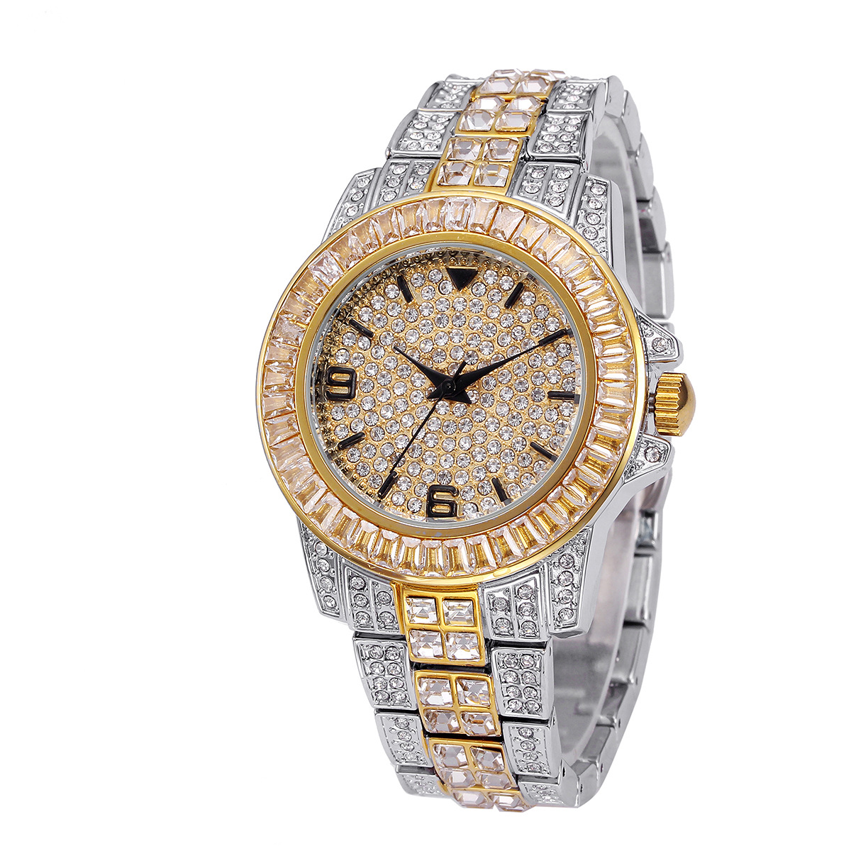 Luxury Full Stone Quartz Watch - огляд і ціна Men'S Fashion Jewelry Bracelets