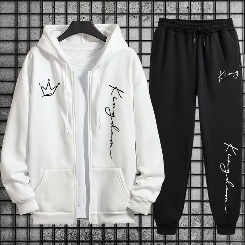 King Letter Print Hoodie and S - огляд і ціна Men Fashion King