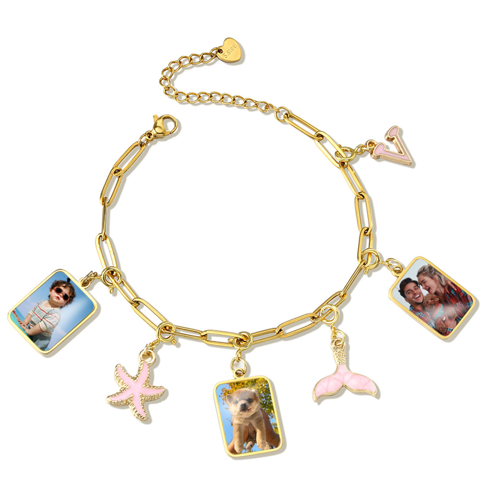 Customized Photo Letter Flag P - огляд і ціна Men'S Fashion Jewelry Bracelets