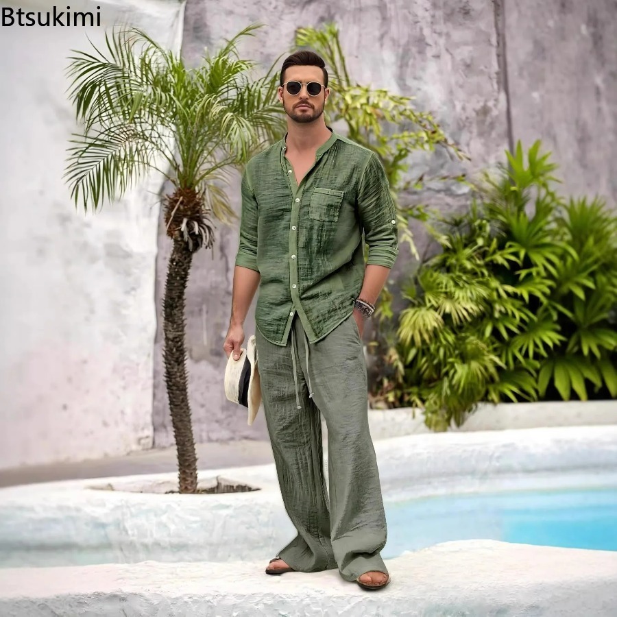 New Men's Casual Cotton Linen  - огляд і ціна Mens Fashion Modern