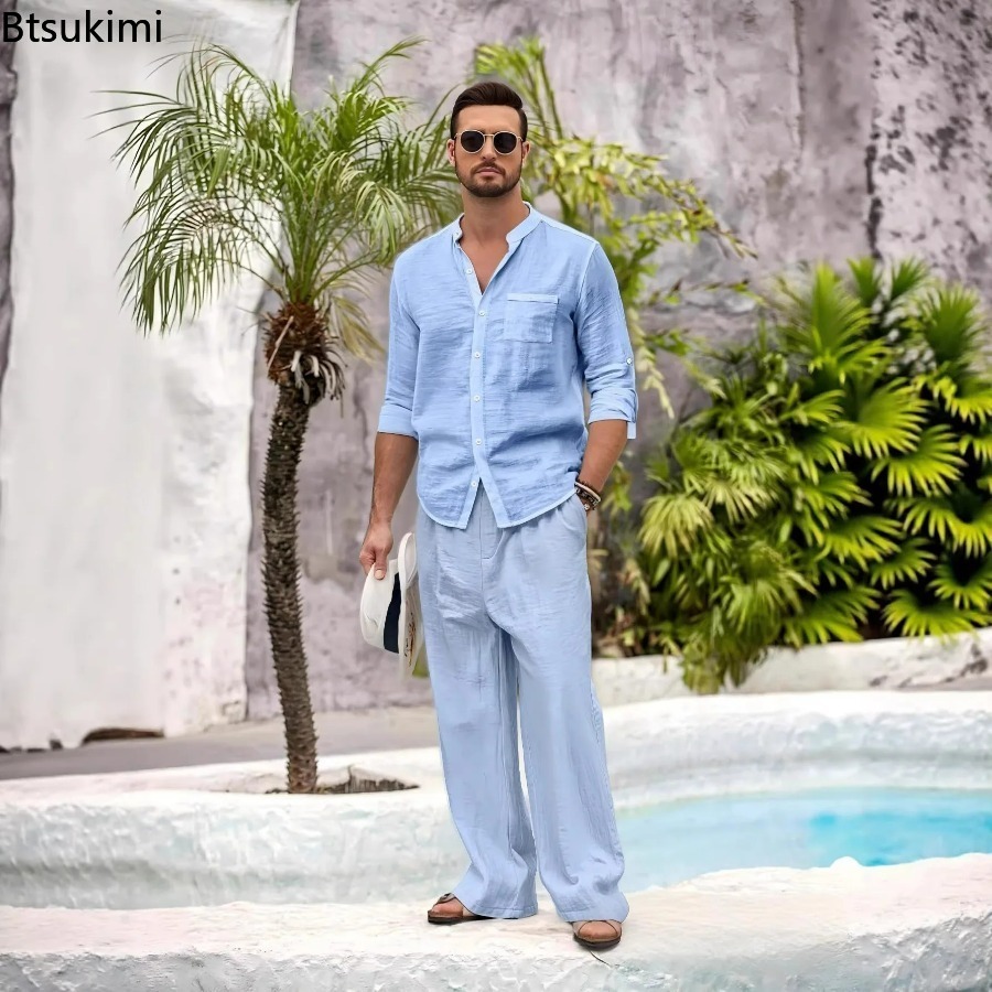 New Men's Casual Cotton Linen  - огляд і ціна Mens Fashion Modern