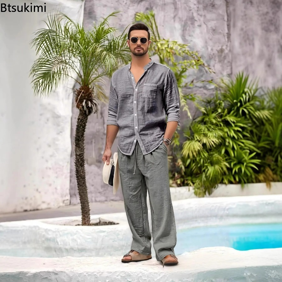 New Men's Casual Cotton Linen  - огляд і ціна Mens Fashion Modern
