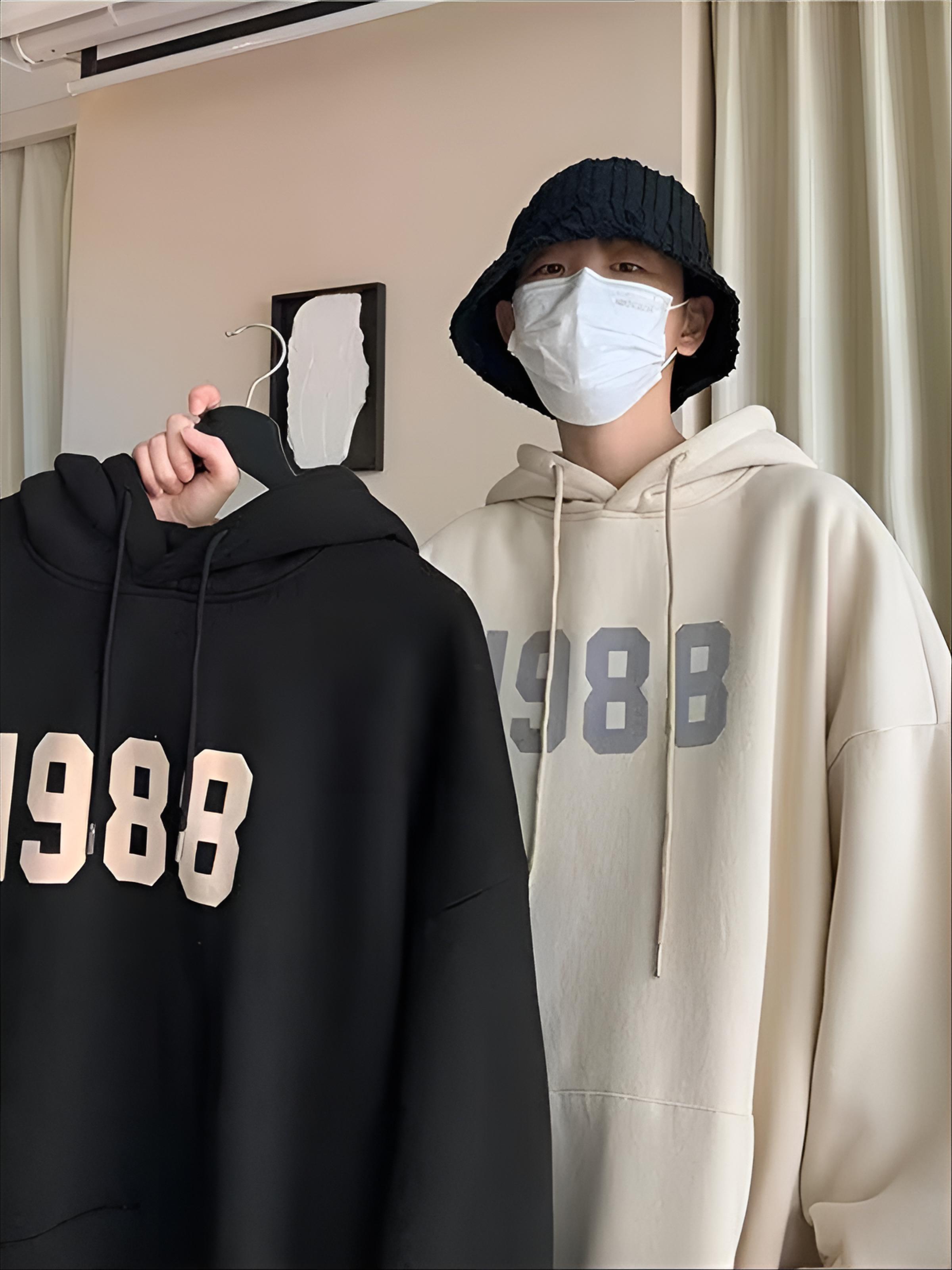 Mens With Hat Hoodies Printed  - огляд і ціна Mens Fashion Quarter Zip