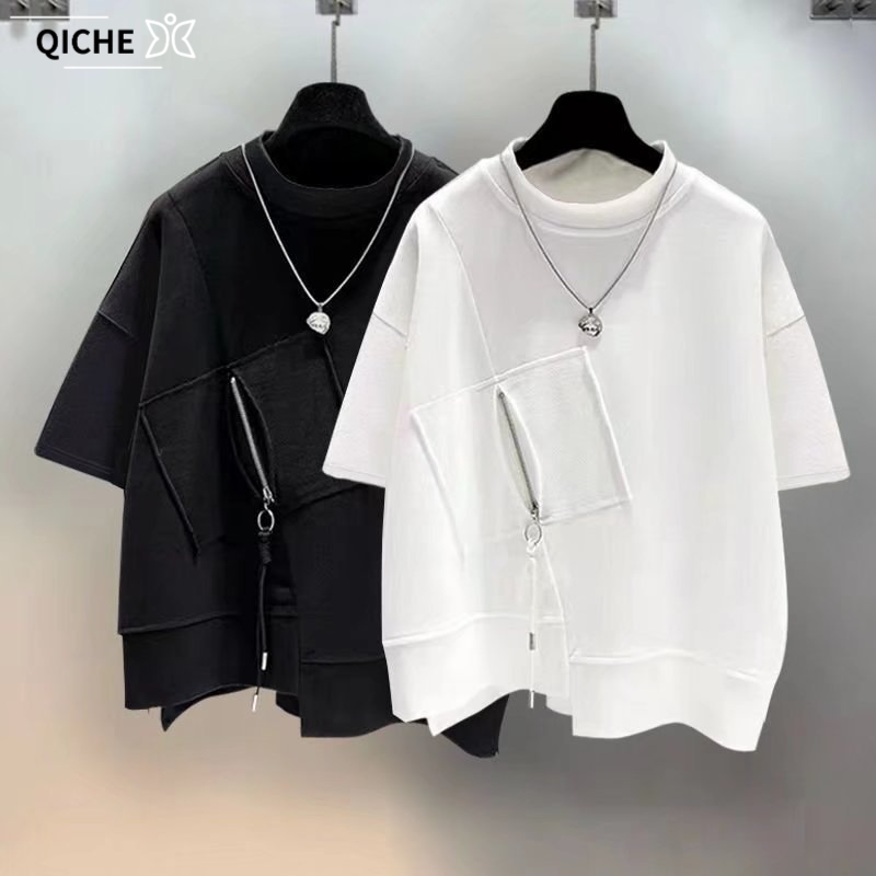 QICHE Men Pocket Zip Splicing  - огляд і ціна Mens Fashion Quarter Zip