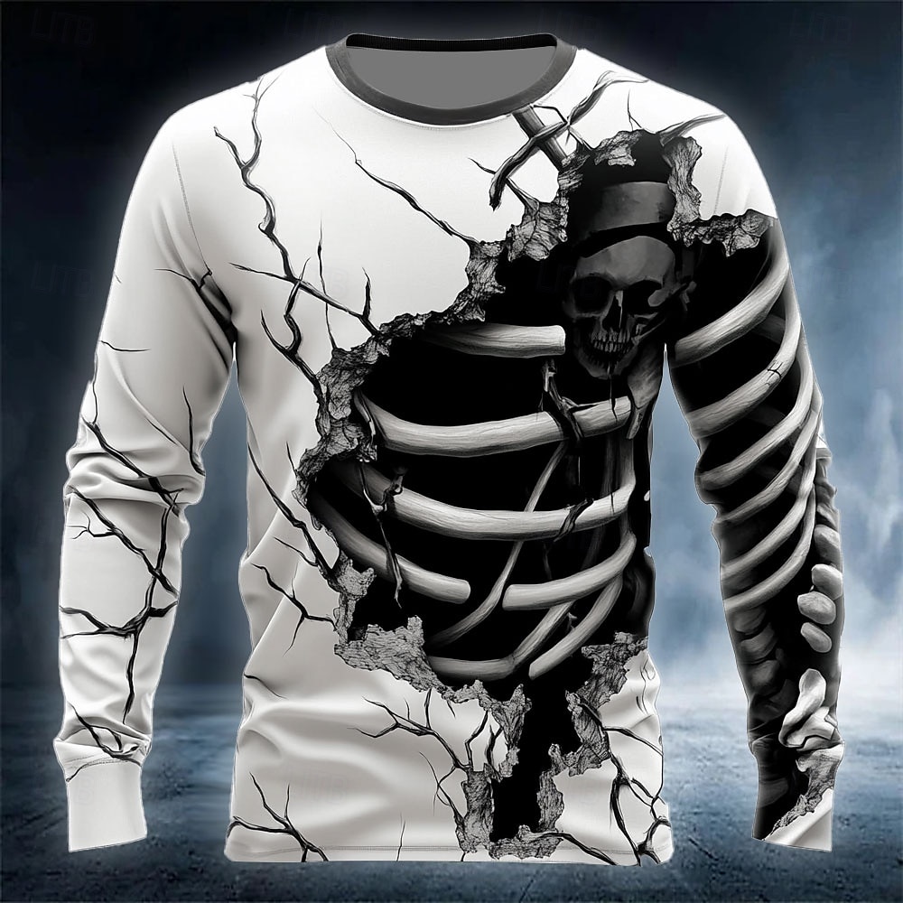 Funny 3D Skull Print Men's T-s - огляд і ціна Men'S Spring Fashion