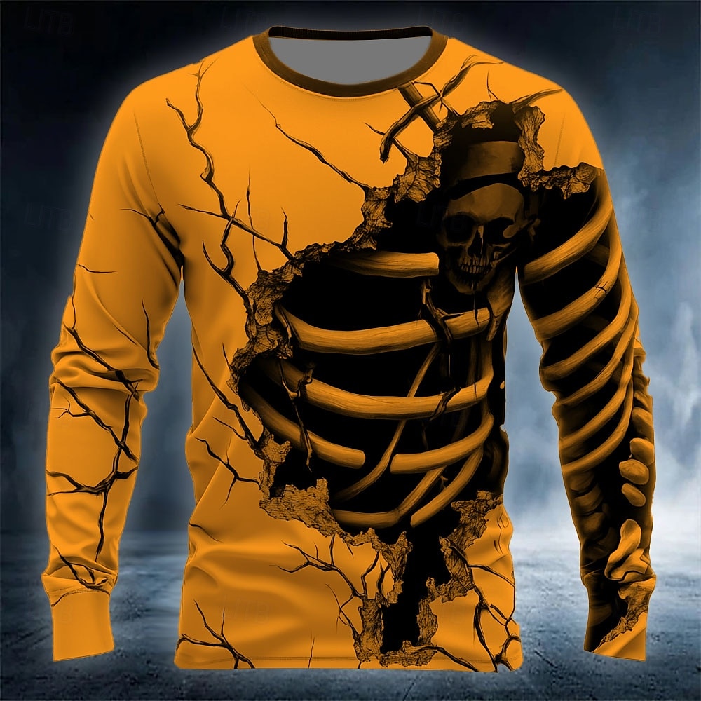 Funny 3D Skull Print Men's T-s - огляд і ціна Men'S Spring Fashion