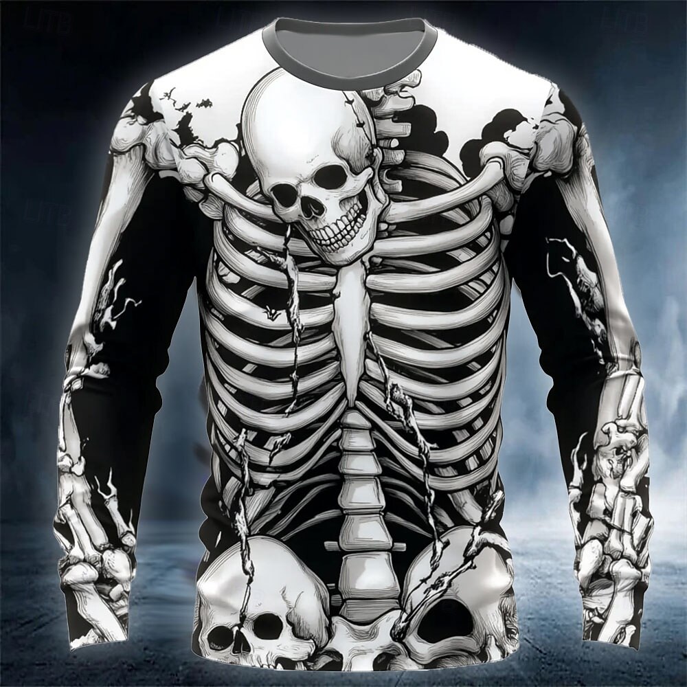 Funny 3D Skull Print Men's T-s - огляд і ціна Men'S Spring Fashion