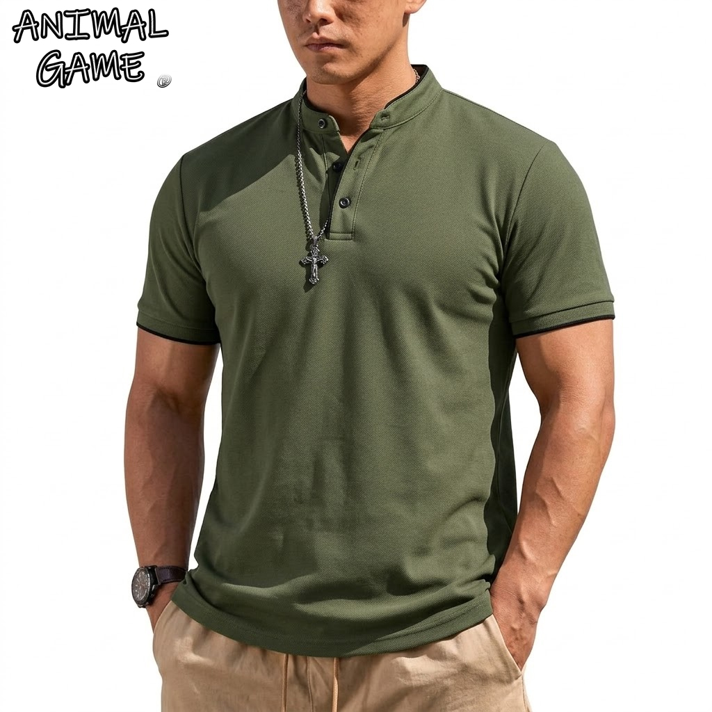 Summer Short Sleeve Henley Shi - огляд і ціна Mens Fashion Modern