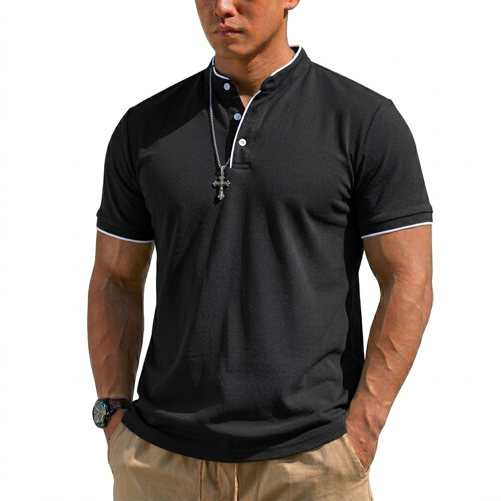 Summer Short Sleeve Henley Shi - огляд і ціна Mens Fashion Modern