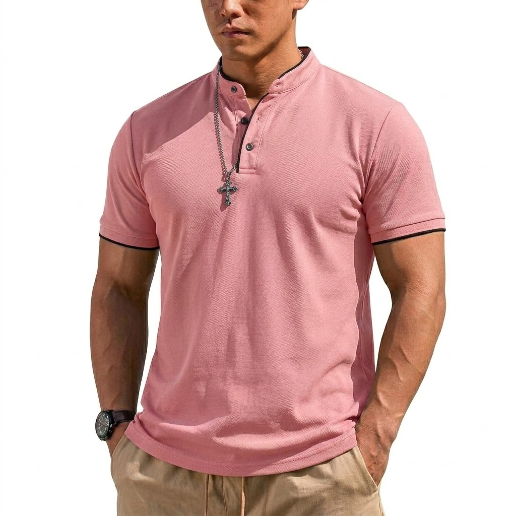 Summer Short Sleeve Henley Shi - огляд і ціна Mens Fashion Modern